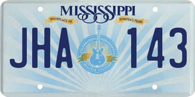 MS license plate JHA143