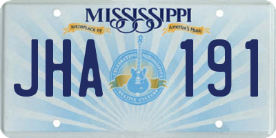 MS license plate JHA191