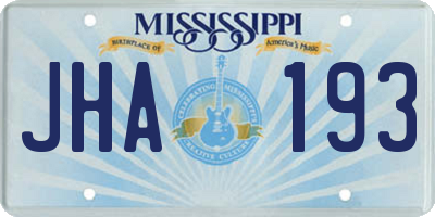 MS license plate JHA193