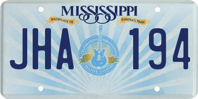 MS license plate JHA194