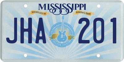 MS license plate JHA201