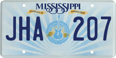 MS license plate JHA207