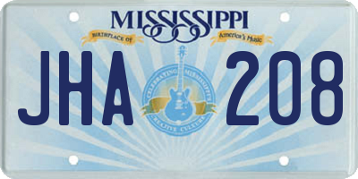 MS license plate JHA208