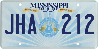 MS license plate JHA212