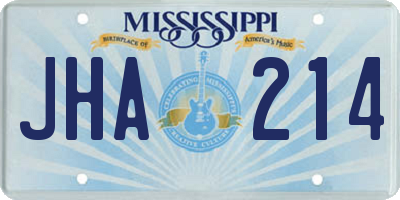 MS license plate JHA214