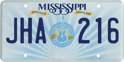 MS license plate JHA216