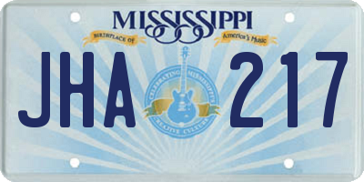 MS license plate JHA217