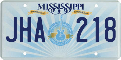 MS license plate JHA218