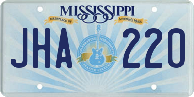 MS license plate JHA220