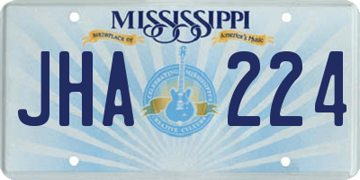 MS license plate JHA224