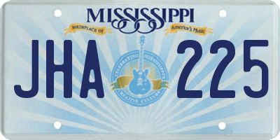 MS license plate JHA225