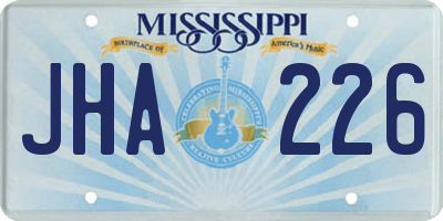 MS license plate JHA226