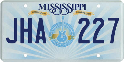 MS license plate JHA227