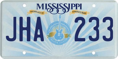 MS license plate JHA233