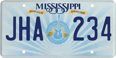 MS license plate JHA234