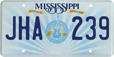 MS license plate JHA239