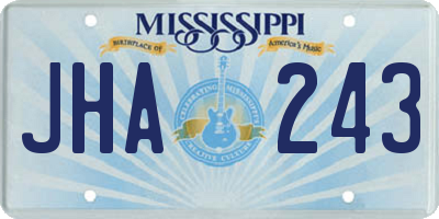 MS license plate JHA243