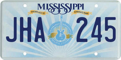 MS license plate JHA245