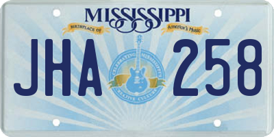 MS license plate JHA258