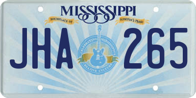 MS license plate JHA265