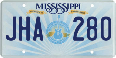 MS license plate JHA280