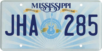 MS license plate JHA285