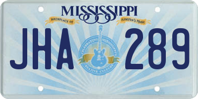 MS license plate JHA289