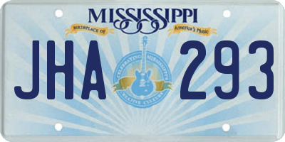 MS license plate JHA293