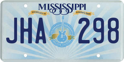 MS license plate JHA298