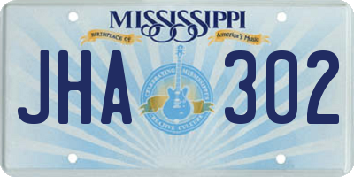 MS license plate JHA302
