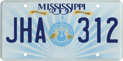 MS license plate JHA312