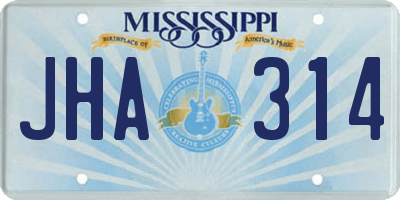 MS license plate JHA314