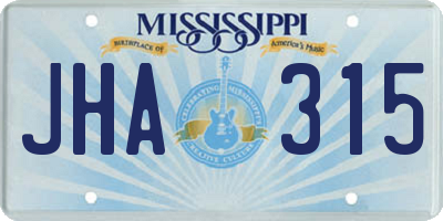 MS license plate JHA315