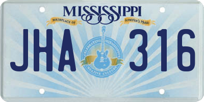 MS license plate JHA316