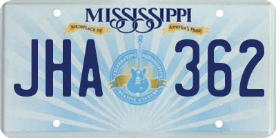 MS license plate JHA362