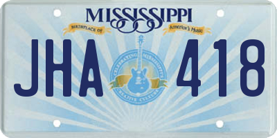MS license plate JHA418