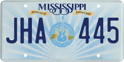 MS license plate JHA445