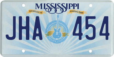 MS license plate JHA454