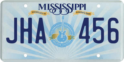 MS license plate JHA456