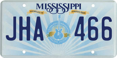 MS license plate JHA466