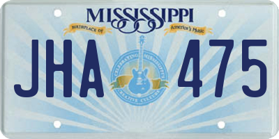 MS license plate JHA475