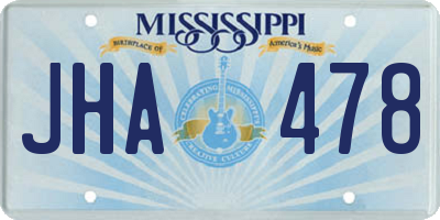 MS license plate JHA478