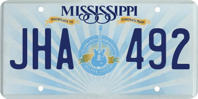 MS license plate JHA492