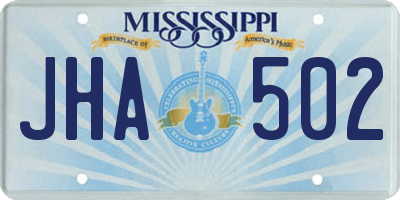 MS license plate JHA502