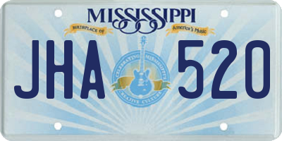 MS license plate JHA520