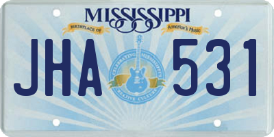 MS license plate JHA531