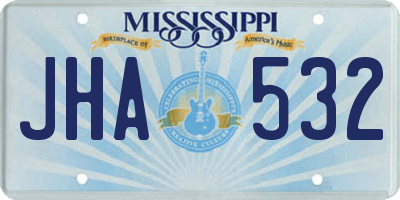MS license plate JHA532