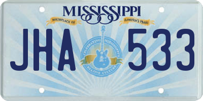 MS license plate JHA533