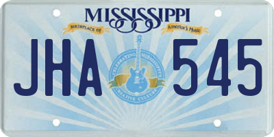 MS license plate JHA545