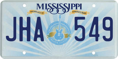MS license plate JHA549